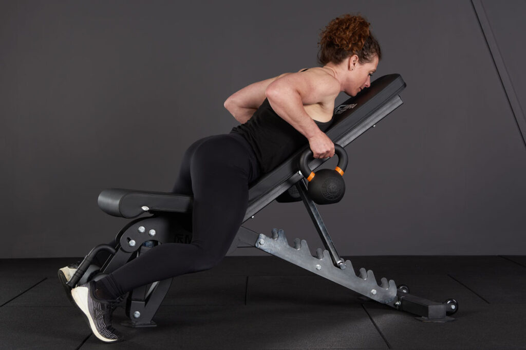 Kettlebell incline bench row with Mirafit Kettlebell