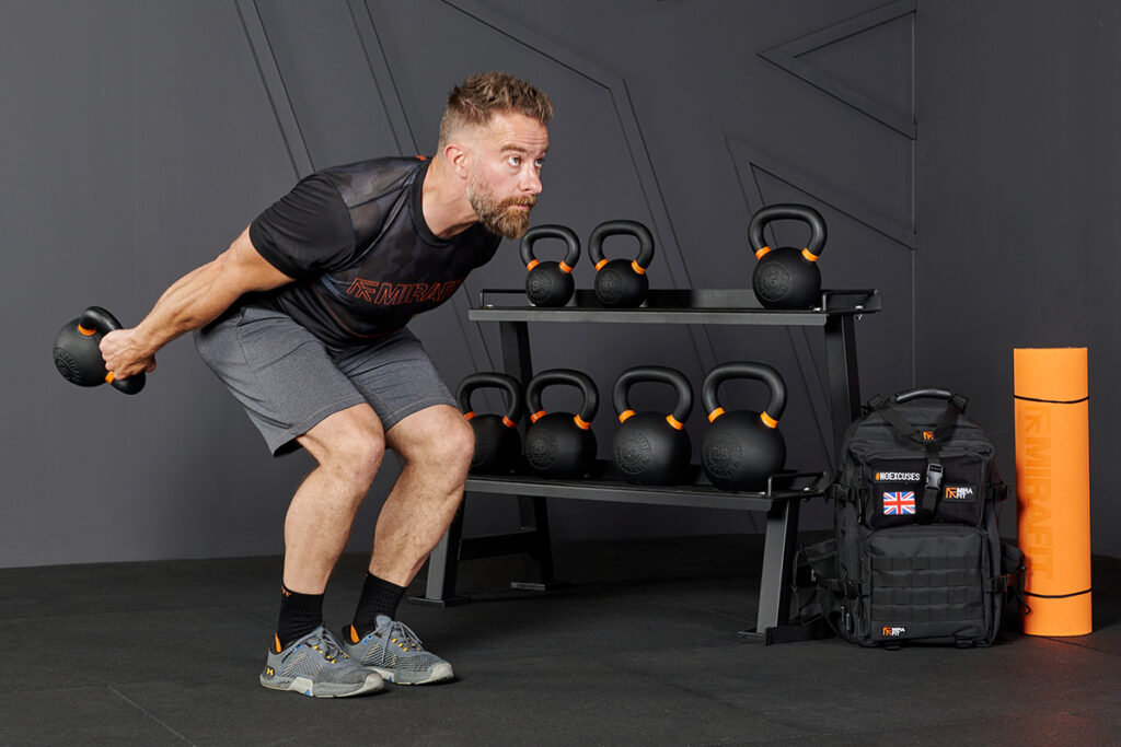 Kettlebell skier swing with a Mirafit Cast Iron Kettlebell