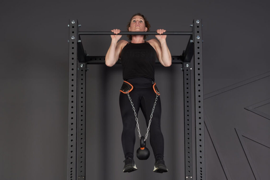 Kettlebell weighted pull ups with Mirafit Kettlebell