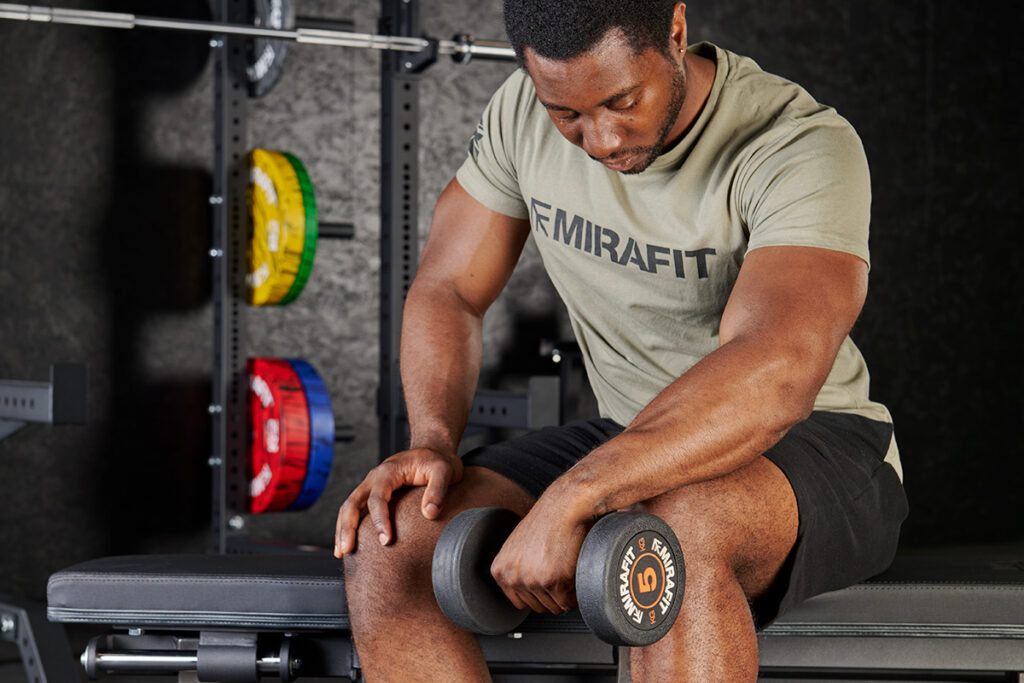 Wrist Extension Wrist Extension with Mirafit Rubber Dumbbell
