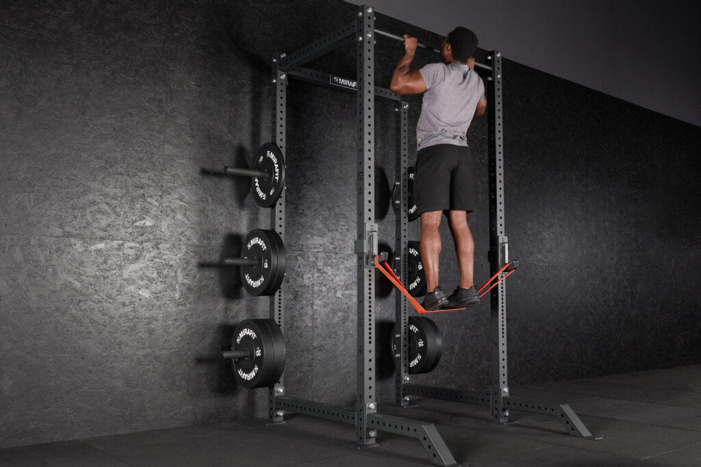 Resistance band pull up on Mirafit M4 Power Rack