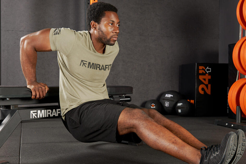 Bench dips using Mirafit M3 Adjustable Weight Bench