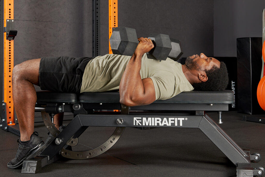 Dumbbell bench press on a Mirafit M3 Adjustable Weight Bench