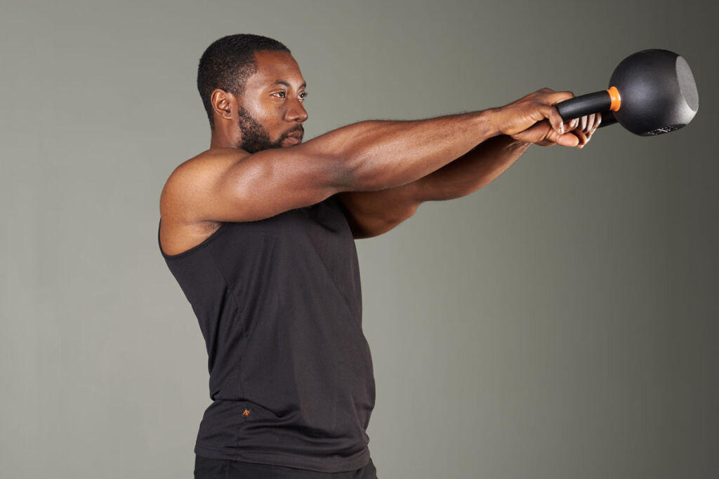 Kettlebell swings with a Mirafit Kettlebell