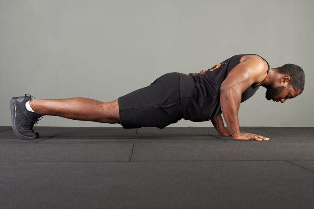 Push up on Mirafit gym flooring