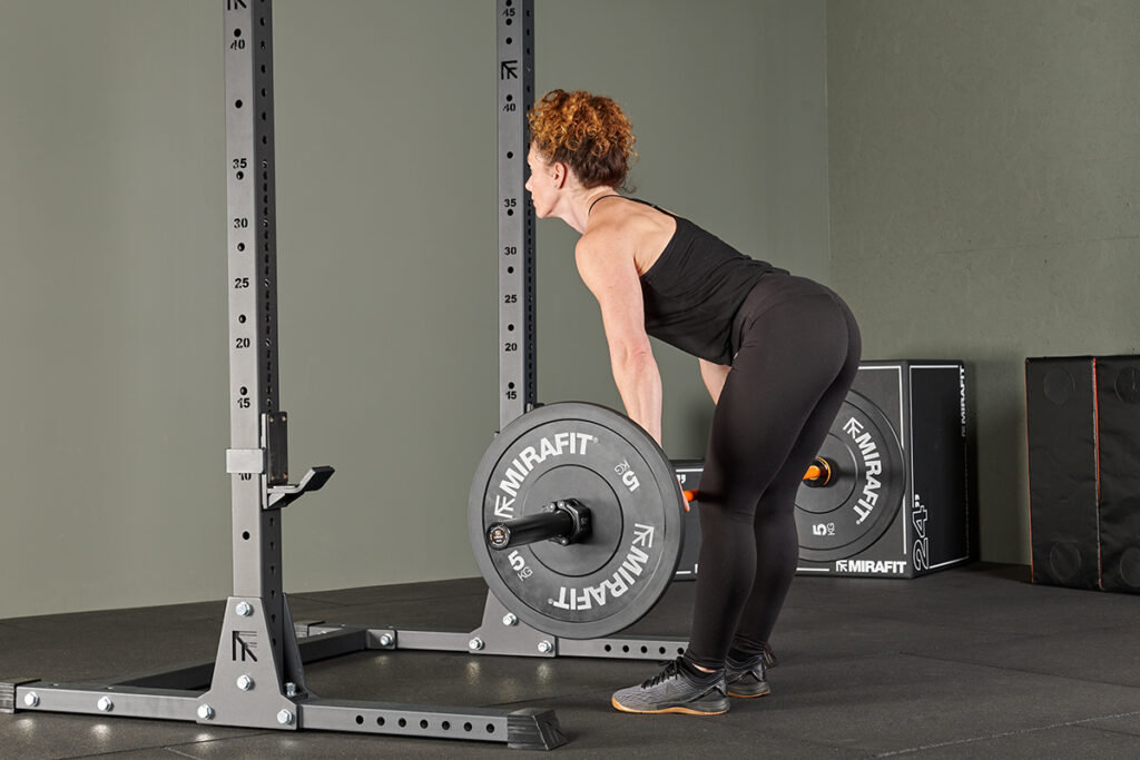 Barbell Romanian Deadlift Romanian deadlift in an M4 Squat Rack