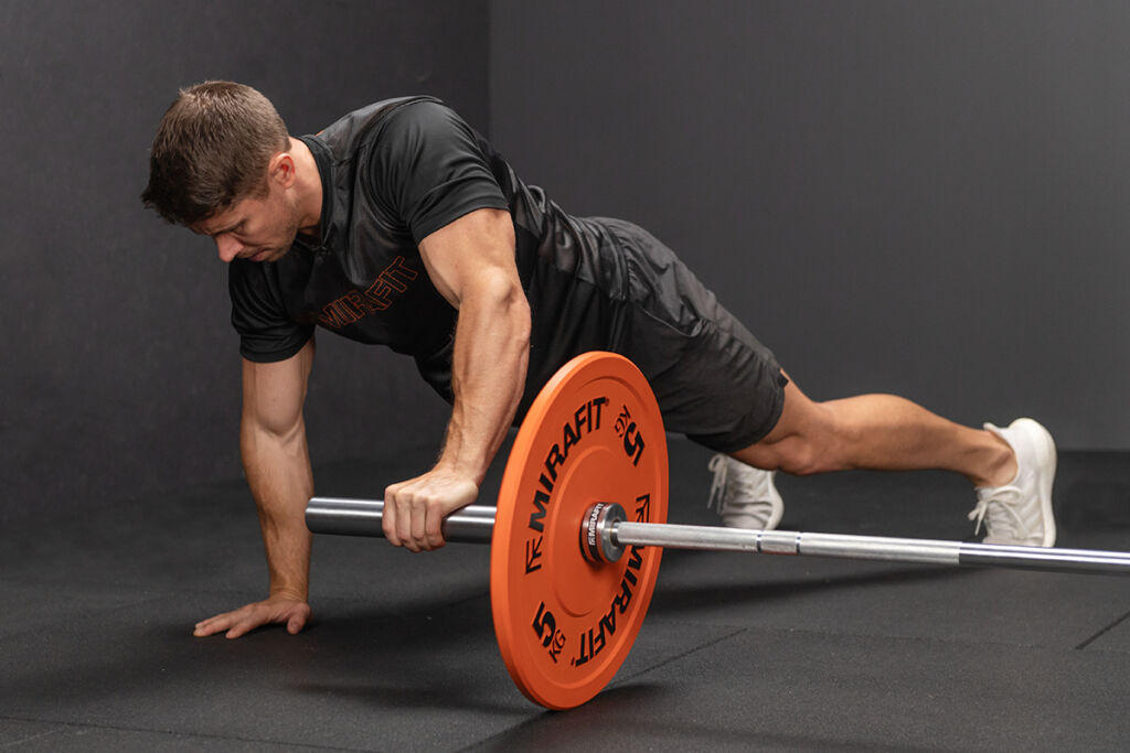 Row using Mirafit Olympic Barbell