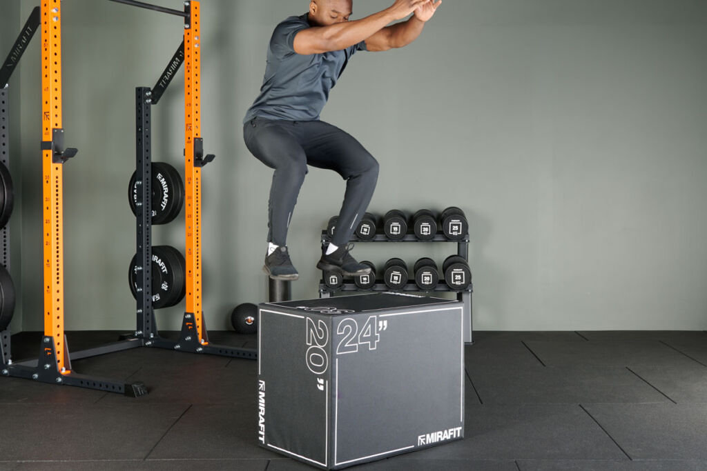 Plyo box jump on a Mirafit Plyo Box