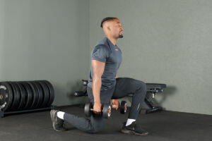 Forward lunge with Mirafit Rubber Dumbbells
