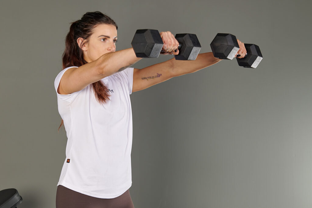 Front raises with Mirafit Hex Dumbbells