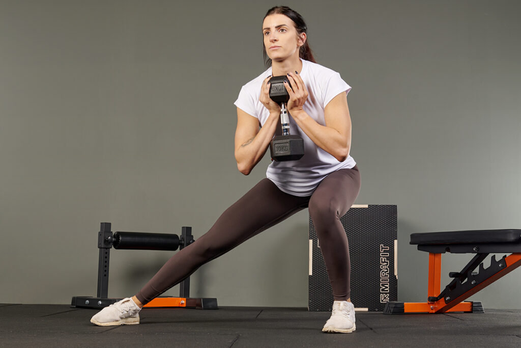 Lateral lunge with Mirafit Hex Dumbbells