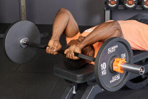 Skull crusher using Mirafit EZ Curl Bar