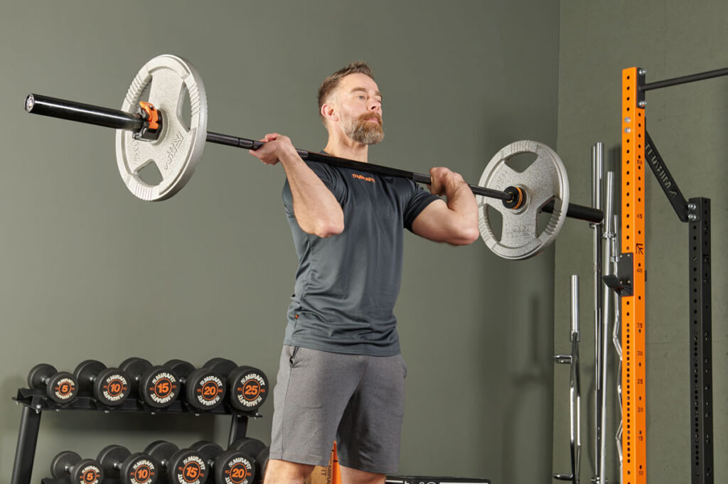 Front squat with Mirafit Cast Iron Tri Grip Weight Plates