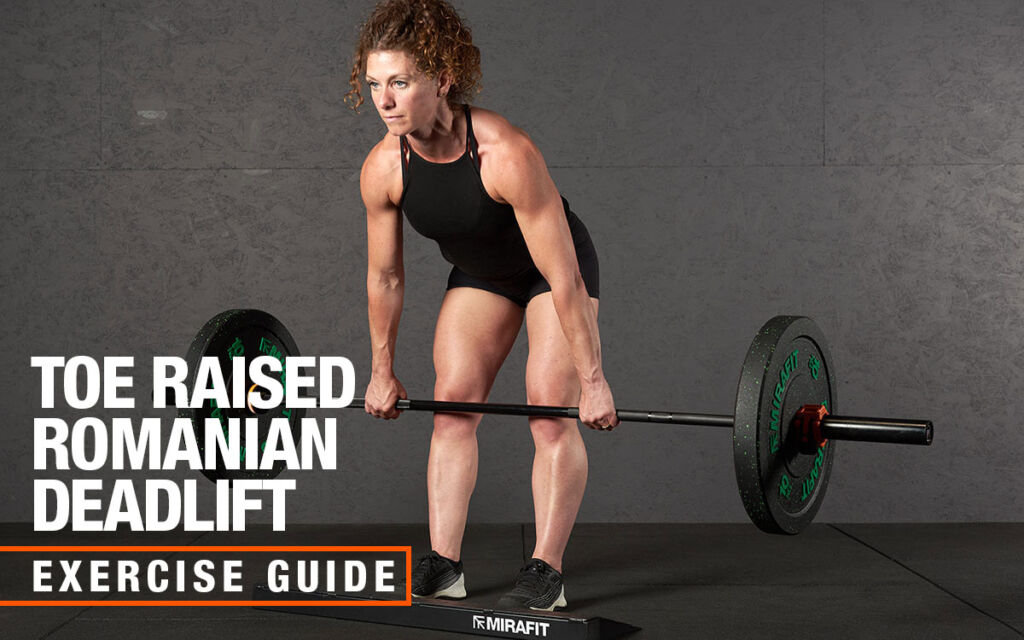Mirafit barbell toe raised Romanian deadlift