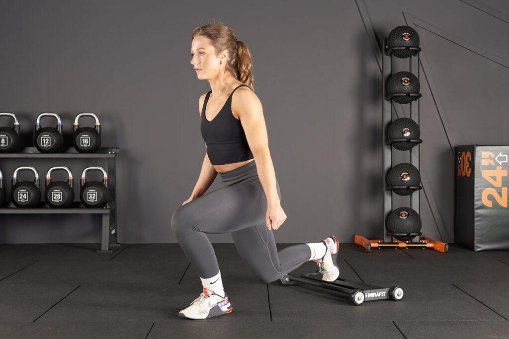 lunge with Mirafit Glute Ham Roller
