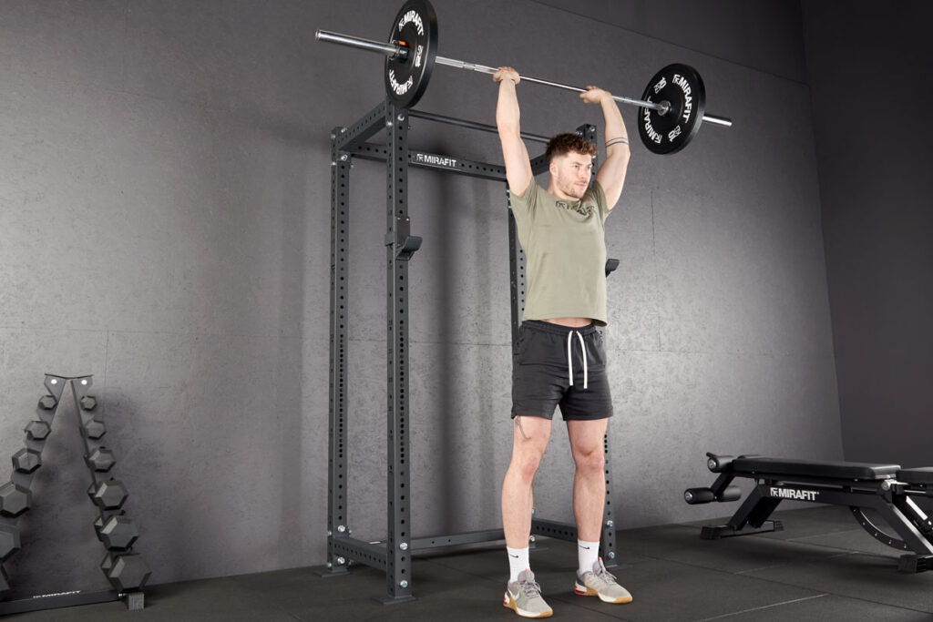 Shoulder Press using Mirafit Olympic Barbell