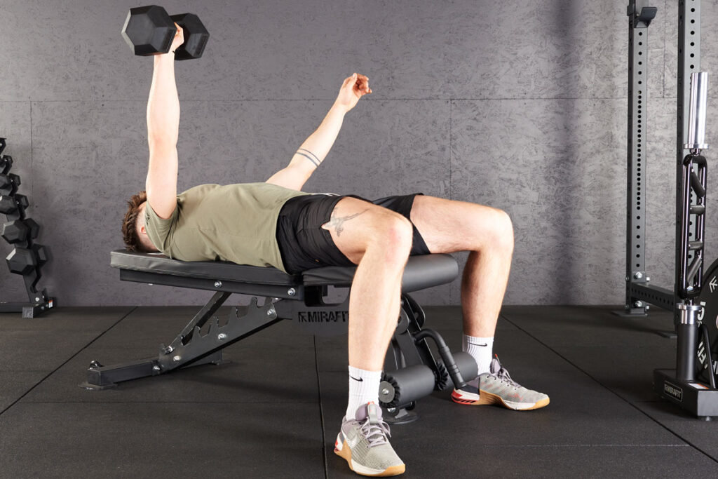 Mirafit Hex Dumbbell Single Arm Chest Press with Mirafit Hex Dumbbell