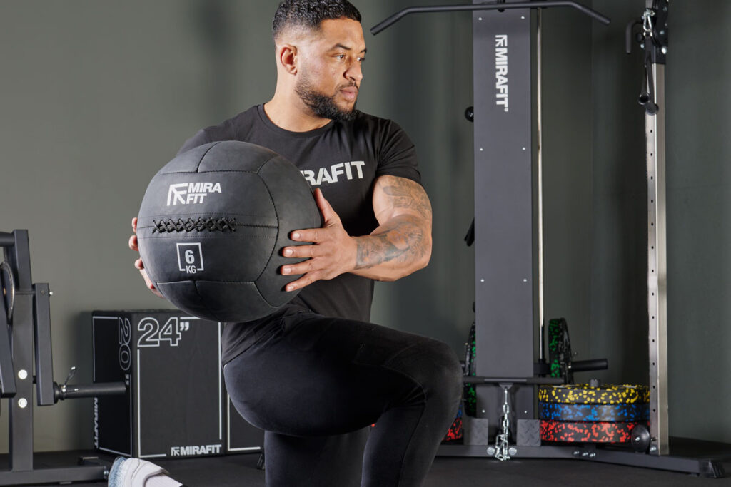 Lunge with Mirafit Large 14" Medicine Wall Ball