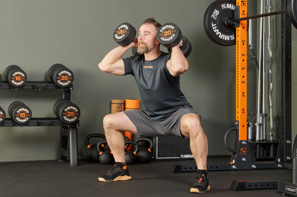 Sumo Squat with two Mirafit Rubber Dumbbells
