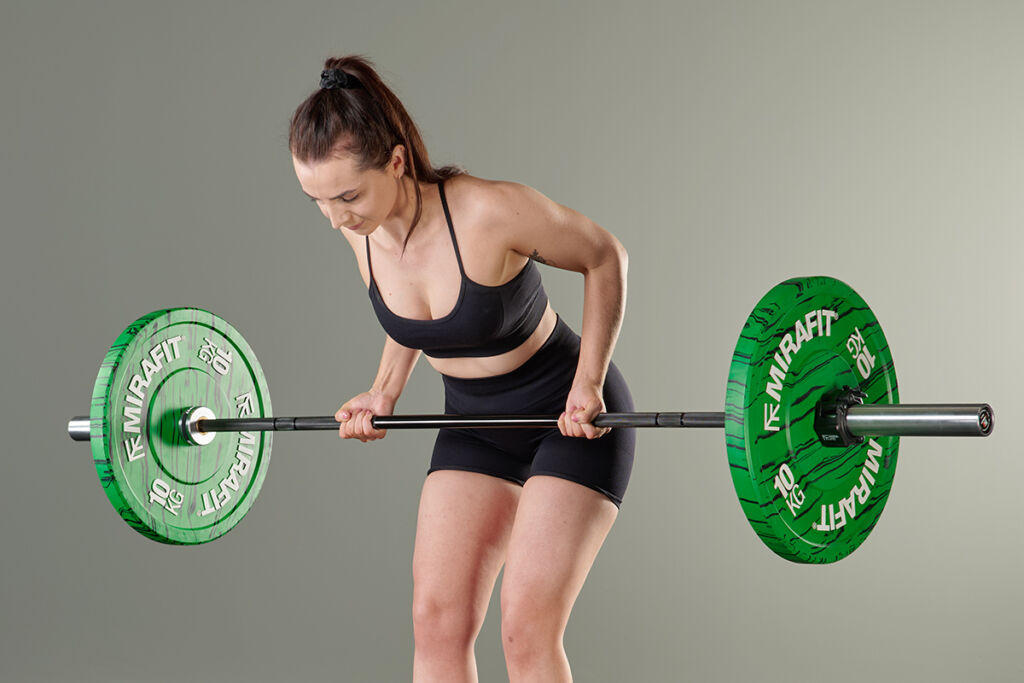 Underhand Grip Barbell Row Mirafit Barbell row with an Underhand grip