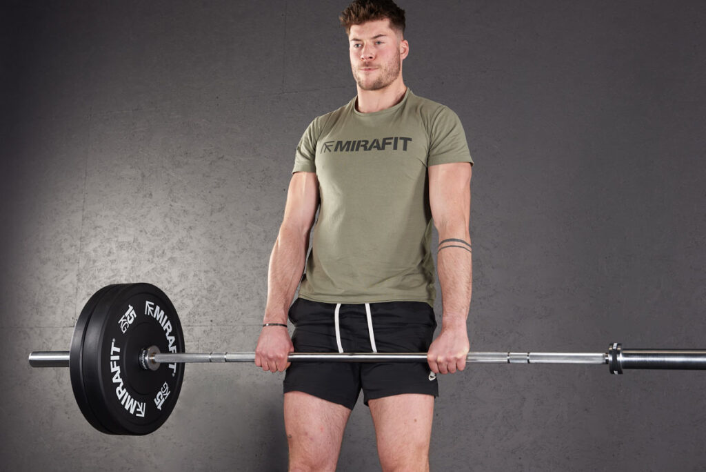 Offset deadlift using a Mirafit Barbell