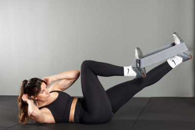 Bicycle Crunch with Mirafit Fabric Resistance Band
