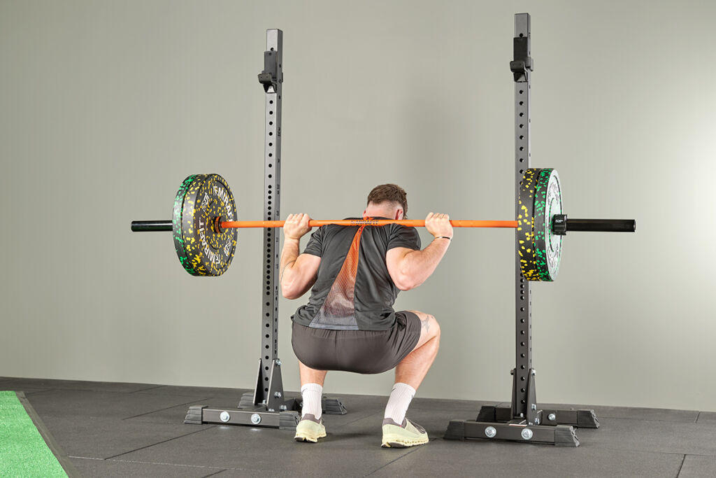 Mirafit Colour Splash Bumper Plates Back Squat using Mirafit Colour Splash Bumper Plates