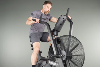 Man exercising on a Mirafit Air Bike
