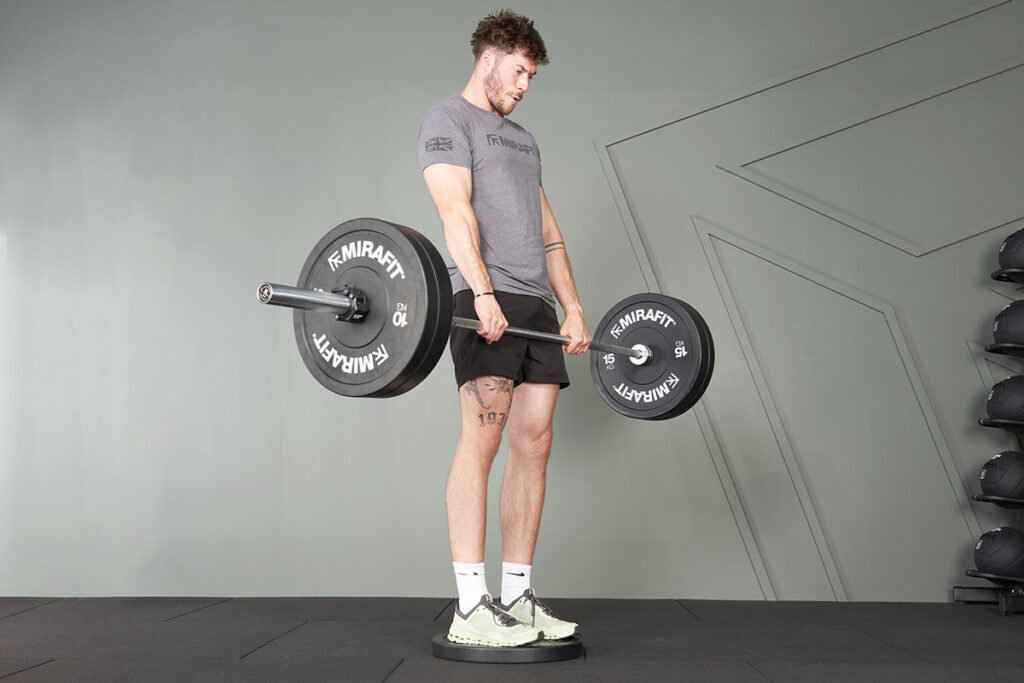 Mirafit M3 7ft 20kg Olympic Barbell Mirafit barbell deficit deadlift in gym