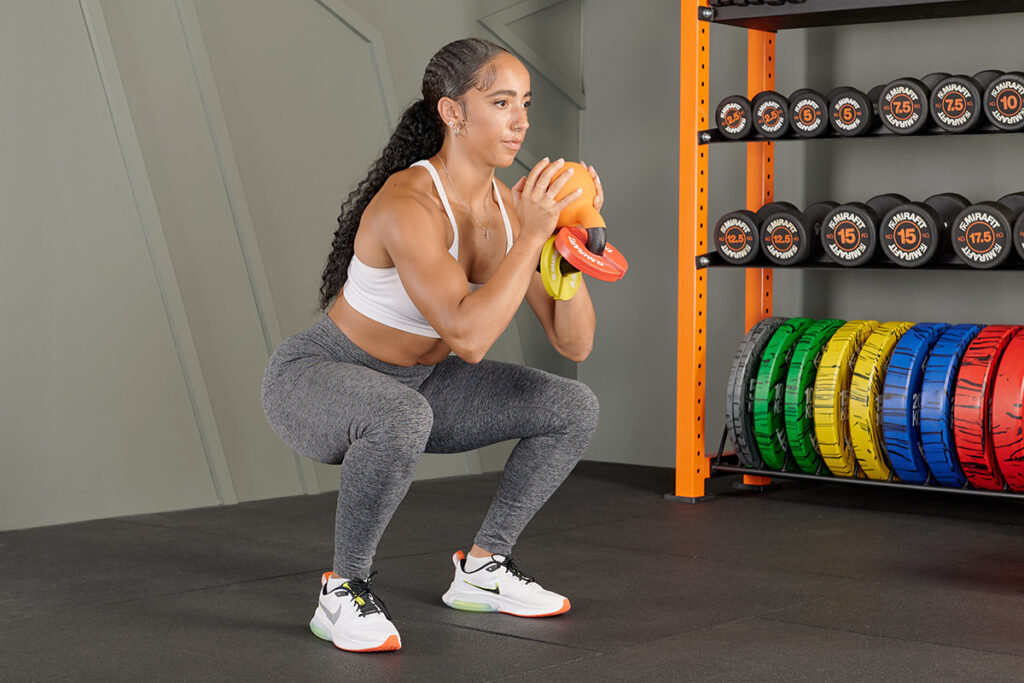 Kettlebell Goblet Squat using Mirafit Micro Change Plates