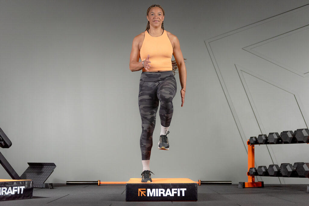 Mirafit Weightlifting Drop Pads Mica Moore running drills on Mirafit Weightlifting Drop Pad