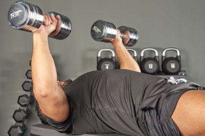 Bench Press using Mirafit Adjustable Dumbbells