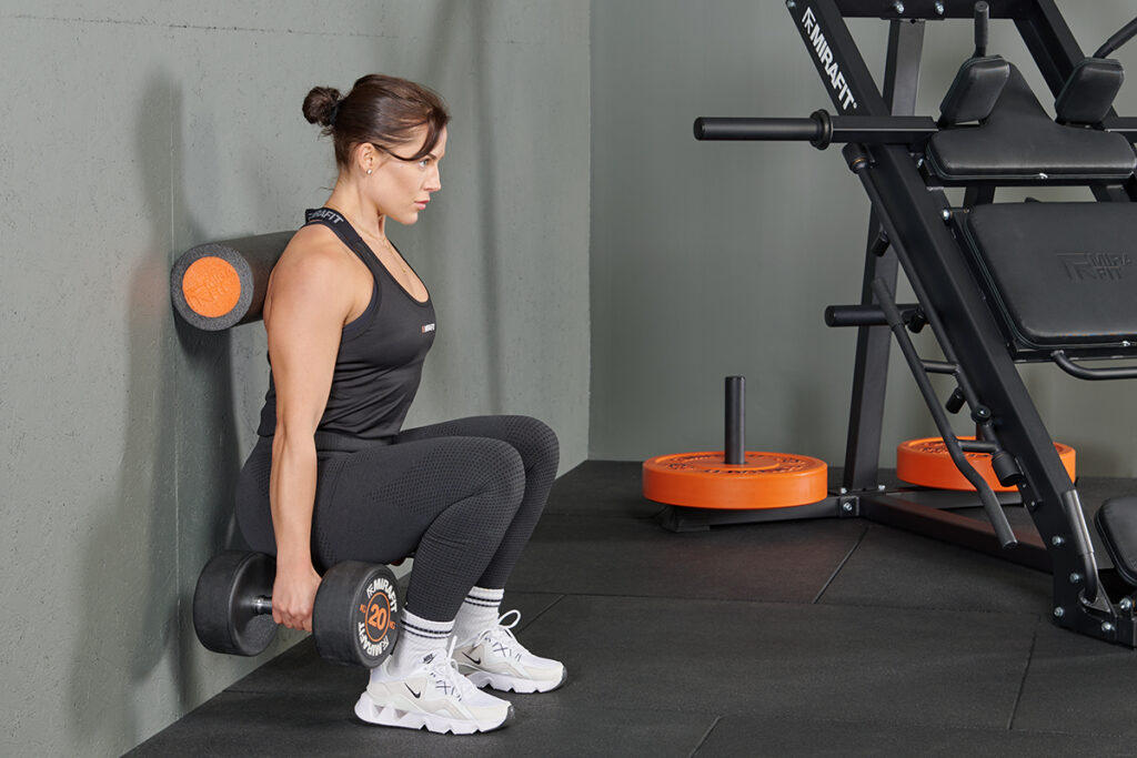 Mirafit EPE Foam Roller Hack squat using a Mirafit EPE Foam Roller