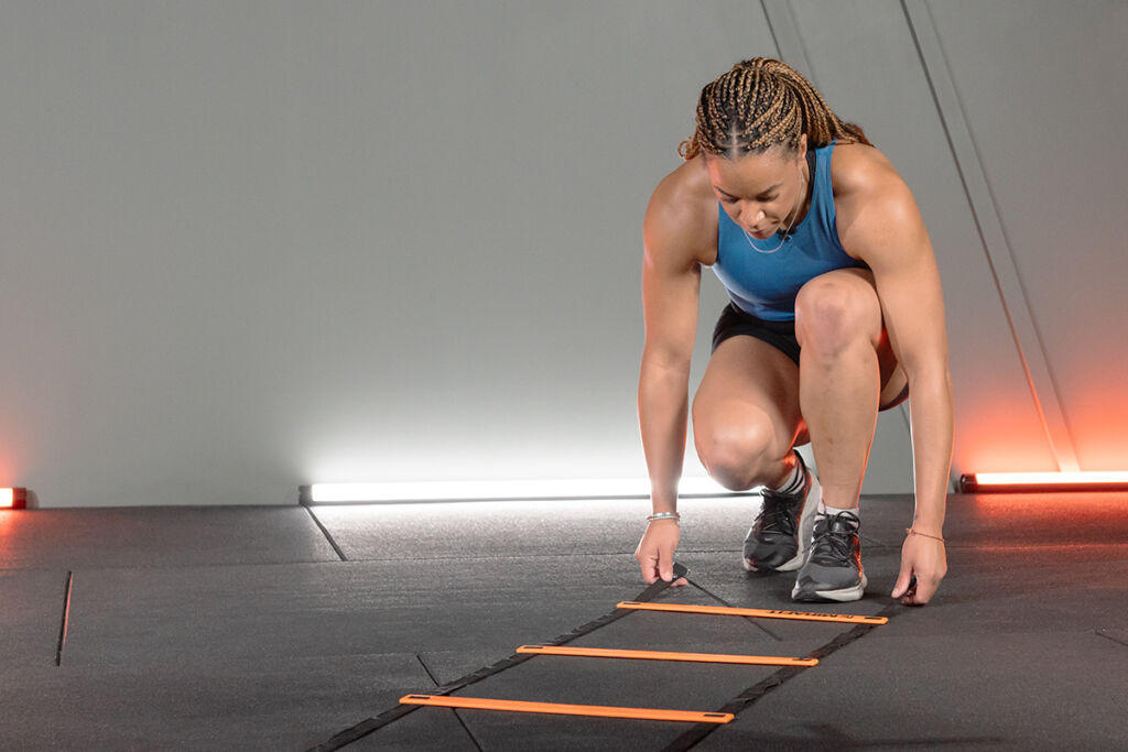 Agility drills for runners with Mica Moore in Mirafit Gym