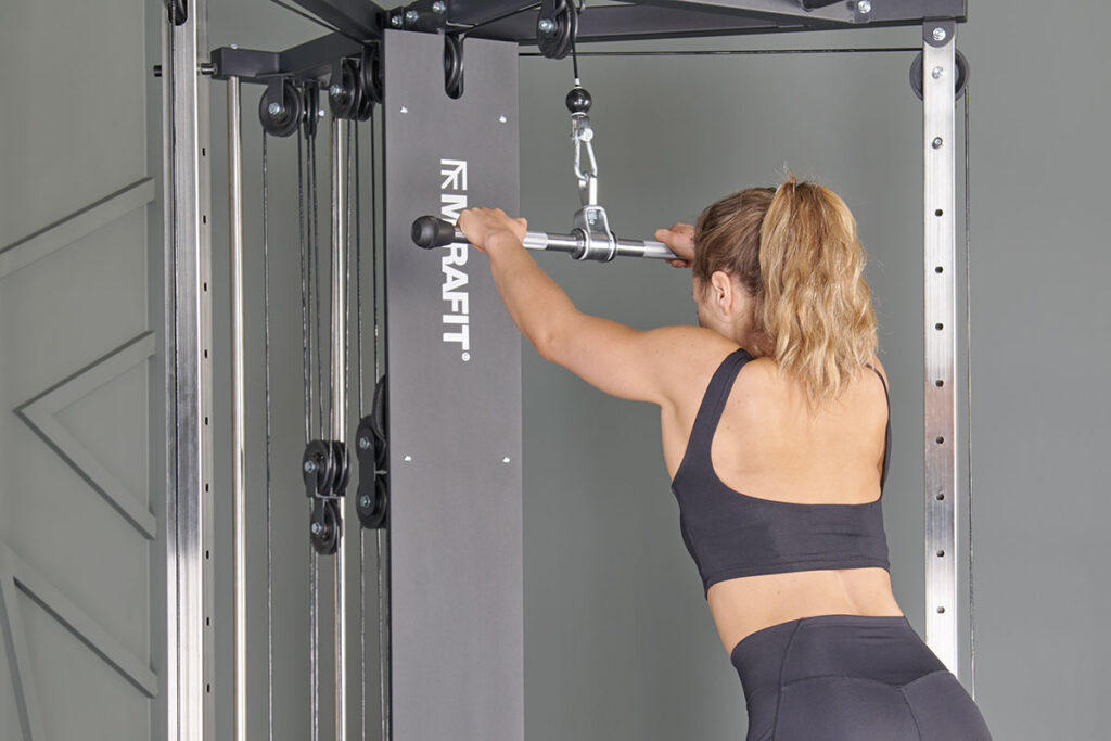 Mirafit Commercial Series Straight Bar Attachment Straight Arm Pulldown with Mirafit Commercial Series Straight Bar Attachment