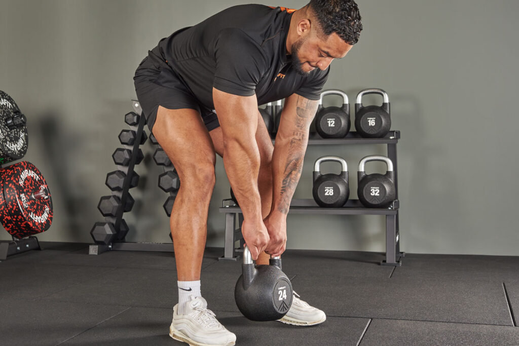Romanian deadlift using Mirafit Black Competition Kettlebell