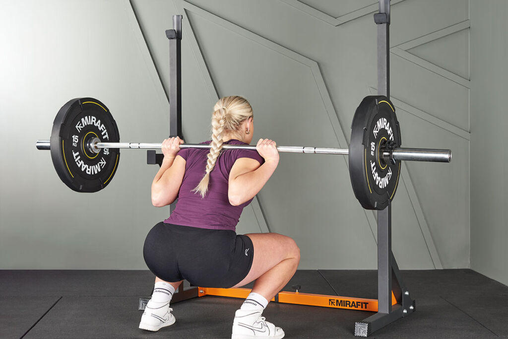 Mirafit M130 Adjustable Squat Rack Squat in a Mirafit M130 Adjustable Squat Rack