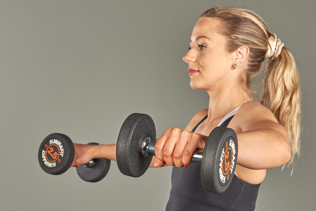 Mirafit 2.5kg Dumbbells Lateral raise using Mirafit 2.5kg Rubber Dumbbells