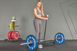 Mirafit Full Barbell Jack being used to load Barbell
