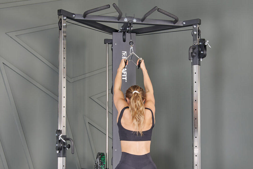 Neutral Gri pLat Pulldown using a Mirafit Seated Row Attachment
