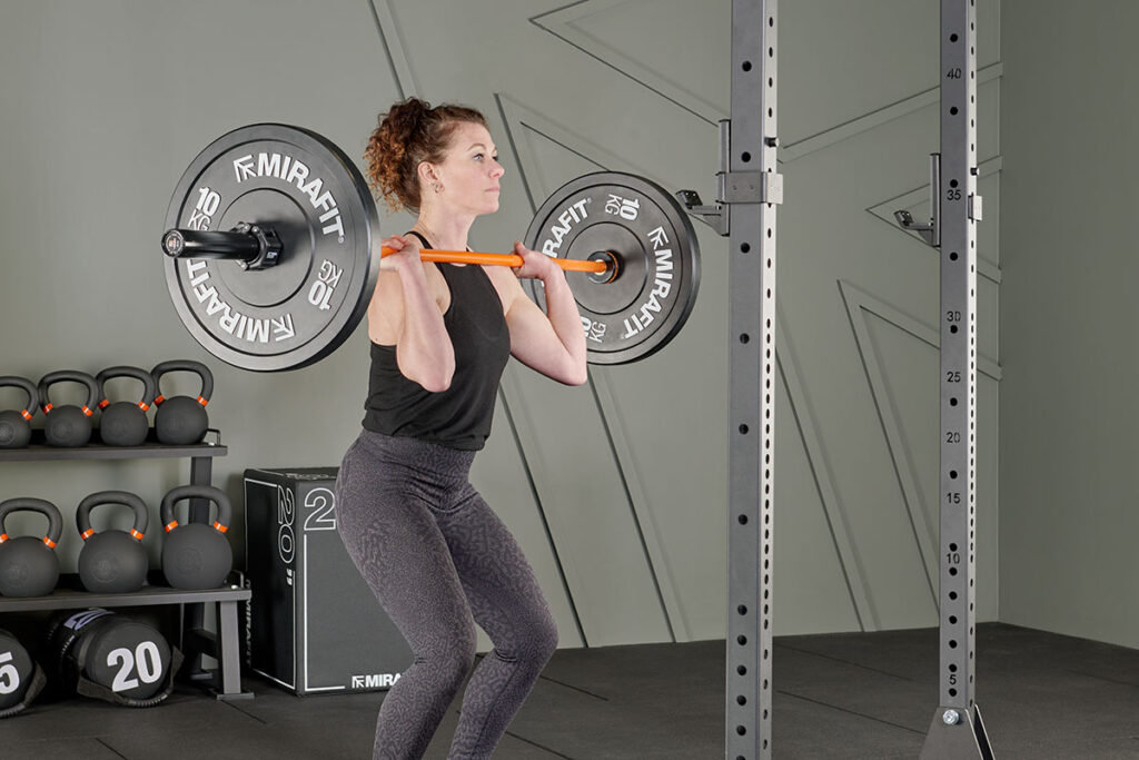 Push Press Push Press using Mirafit Black Olympic Rubber Bumper Plates