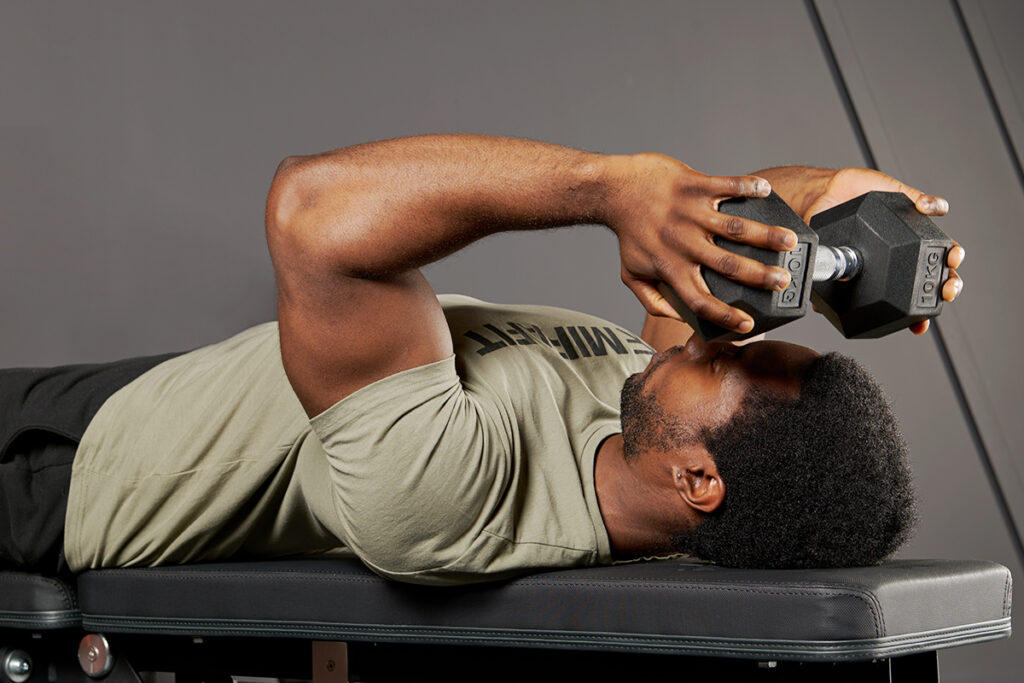 Mirafit Hex Dumbbell Lying triceps extension with Mirafit Hex Dumbbell