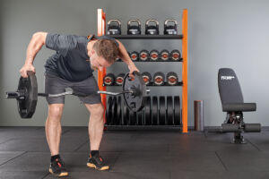 Reeves row using Mirafit Hex Olympic Weight Plates