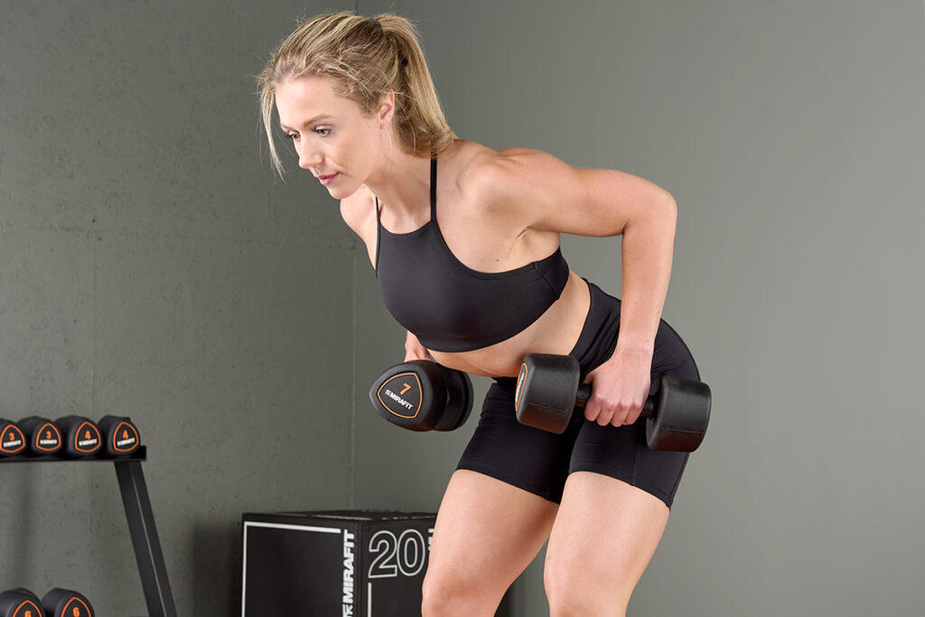 Mirafit Studio Dumbbell Hand Weights Bent over row using Mirafit Studio Dumbbell Hand Weights