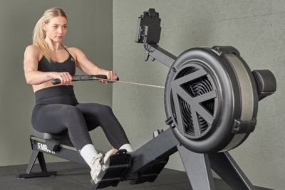 Exercising on a Mirafit Rowing Machine