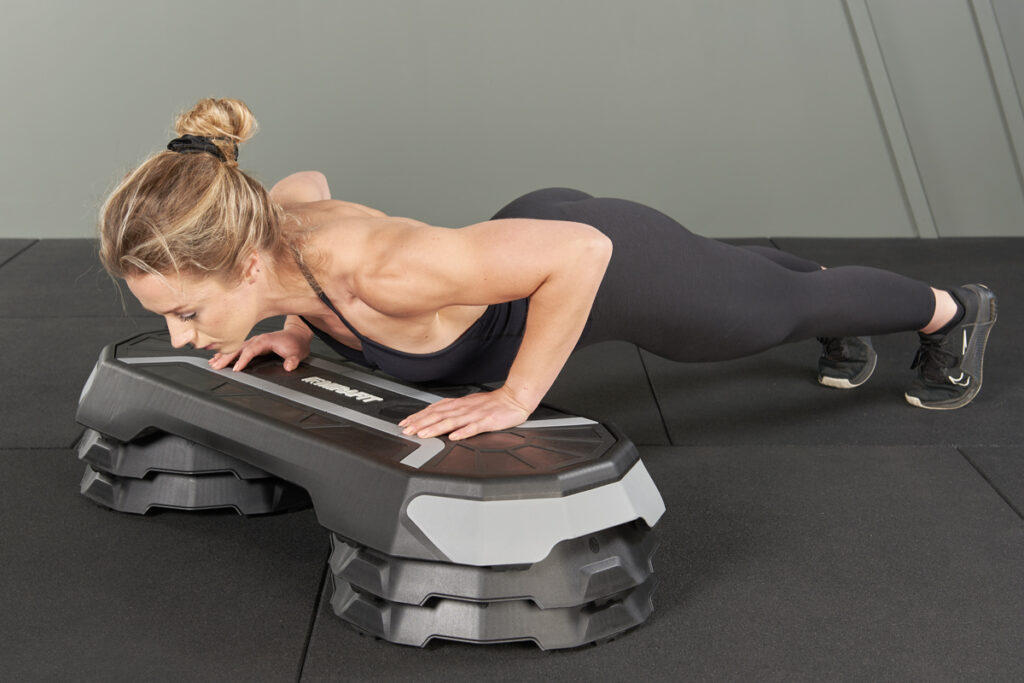 Mirafit Commercial Series Exercise Step incline push up using Mirafit Commercial Series Exercise Step
