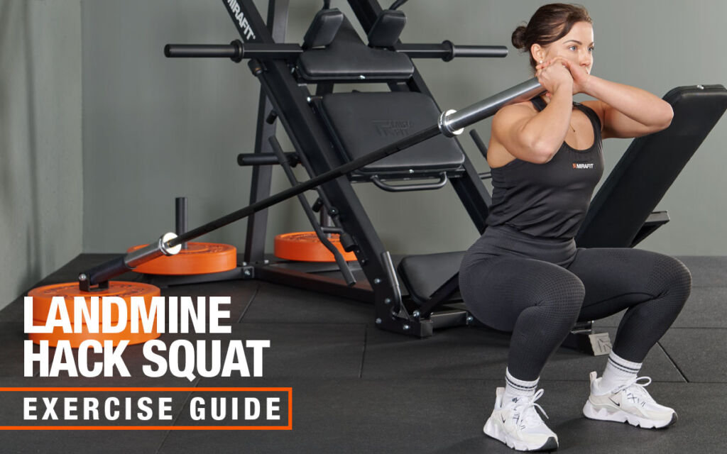 Landmine hack squat using a Mirafit Barbell