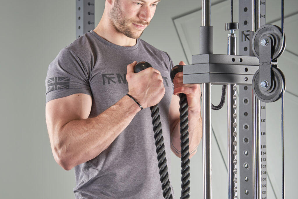 Cable Rope Bicep Curl Cable rope hammer curl with Mirafit Tricep Rope Cable Attachment