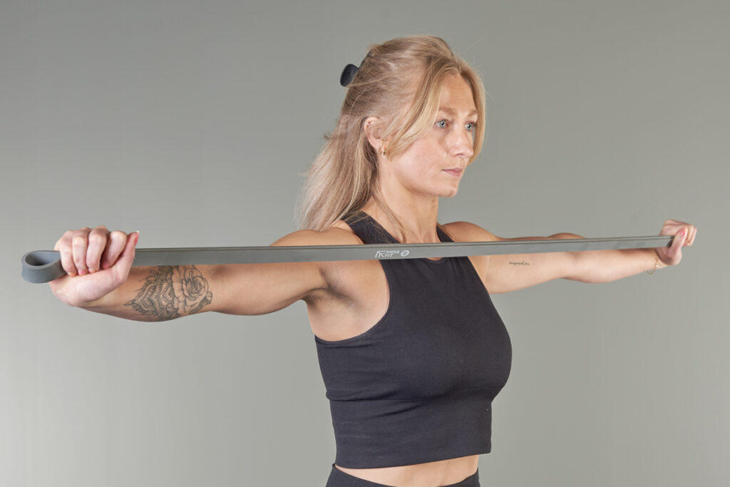 Overhand banded pull apart with Mirafit Resistance Band