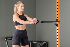 Pallof press using a Mirafit Resistance Tube